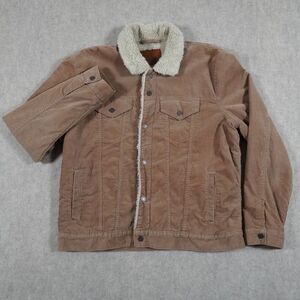 Lucky Brand Jacket Men's XL Beige Sherpa-Lined Corduroy Trucker Vintage Style
